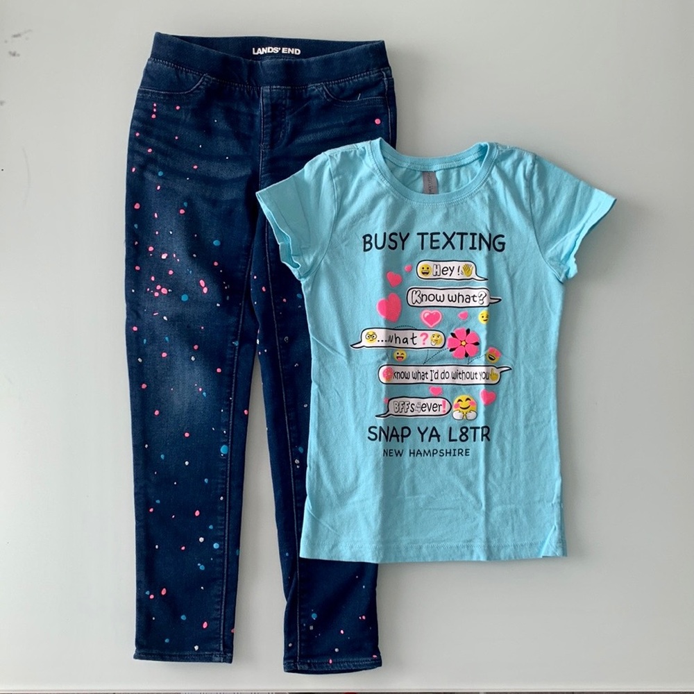 Lands’End Jeggings/Texting Top